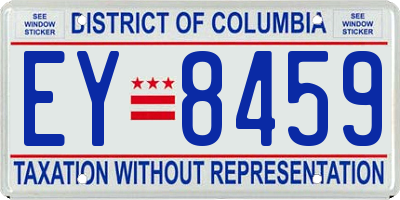 DC license plate EY8459