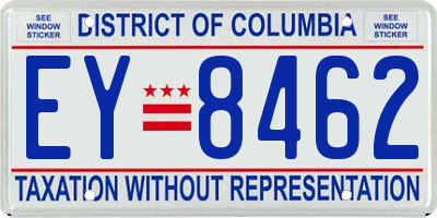 DC license plate EY8462