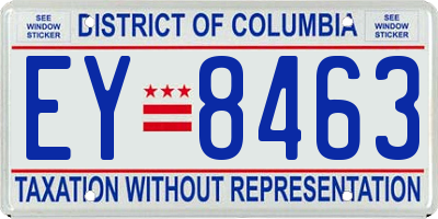 DC license plate EY8463