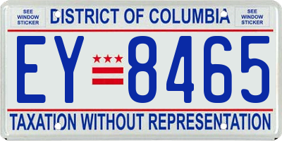 DC license plate EY8465