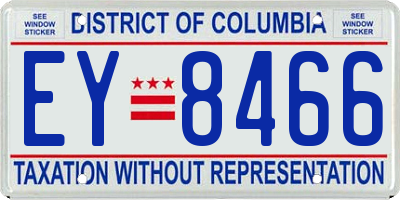 DC license plate EY8466