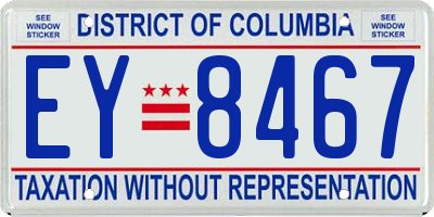 DC license plate EY8467