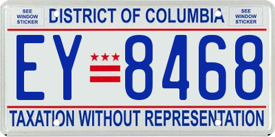 DC license plate EY8468