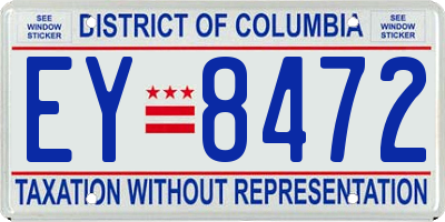 DC license plate EY8472