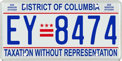 DC license plate EY8474