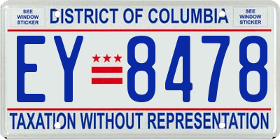 DC license plate EY8478