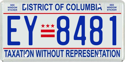 DC license plate EY8481