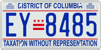 DC license plate EY8485