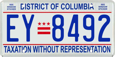 DC license plate EY8492