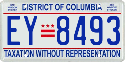 DC license plate EY8493