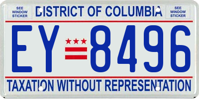 DC license plate EY8496