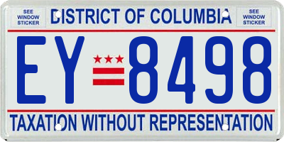 DC license plate EY8498