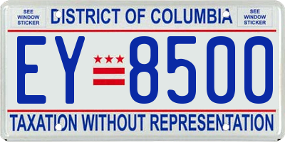 DC license plate EY8500