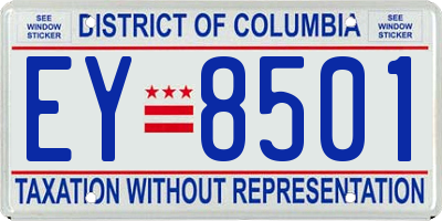 DC license plate EY8501