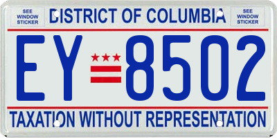 DC license plate EY8502