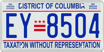 DC license plate EY8504