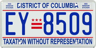 DC license plate EY8509