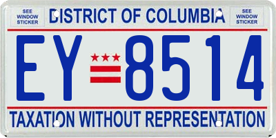 DC license plate EY8514