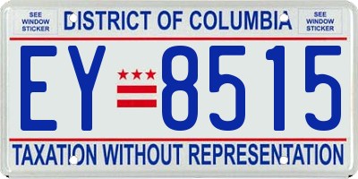 DC license plate EY8515