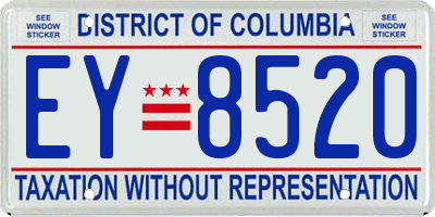 DC license plate EY8520