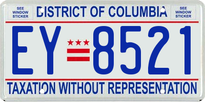 DC license plate EY8521