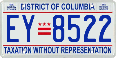 DC license plate EY8522