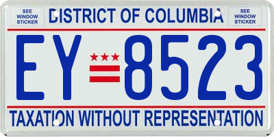 DC license plate EY8523