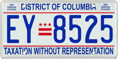 DC license plate EY8525