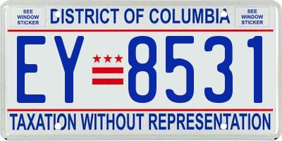 DC license plate EY8531