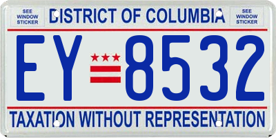 DC license plate EY8532