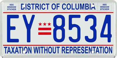 DC license plate EY8534