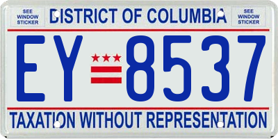 DC license plate EY8537