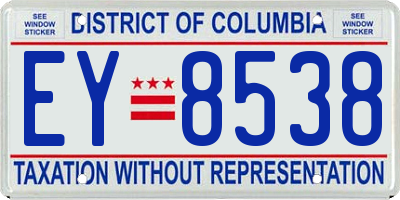 DC license plate EY8538