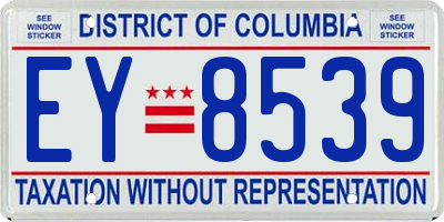 DC license plate EY8539