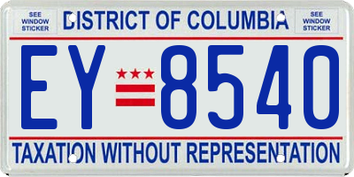 DC license plate EY8540