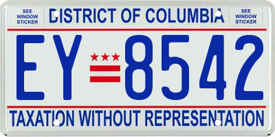 DC license plate EY8542