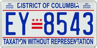 DC license plate EY8543