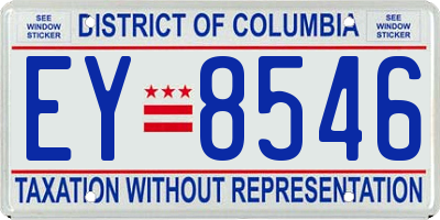 DC license plate EY8546