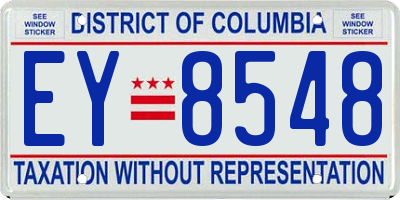 DC license plate EY8548