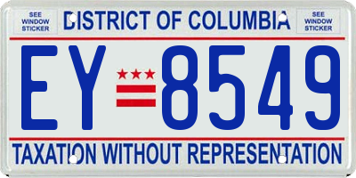 DC license plate EY8549