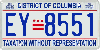 DC license plate EY8551