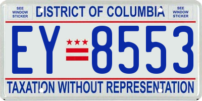 DC license plate EY8553