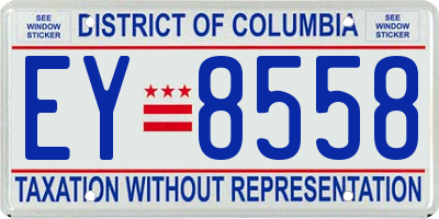 DC license plate EY8558