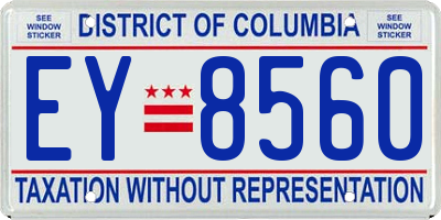 DC license plate EY8560