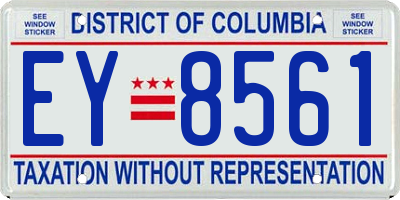 DC license plate EY8561