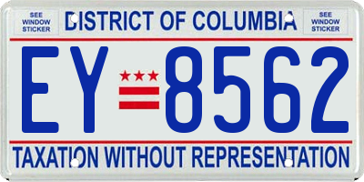 DC license plate EY8562