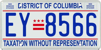 DC license plate EY8566