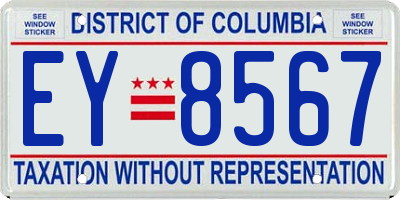 DC license plate EY8567