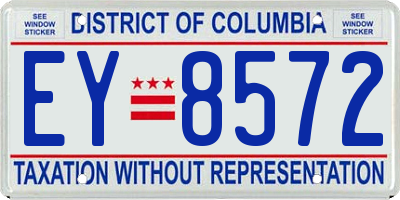 DC license plate EY8572