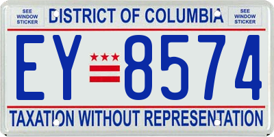 DC license plate EY8574